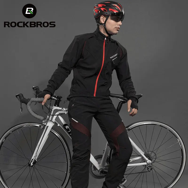 Unisex Cycling Winter Thermal Fleece Pants Rainproof Windproof Reflective Cycling Jersey Set