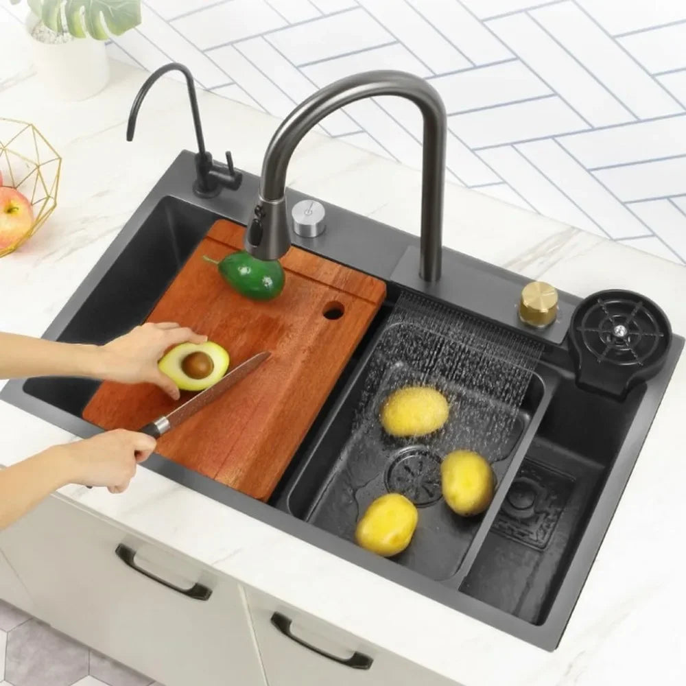 Multifunction Kitchen Sink With Drainer And Topmount Workstation