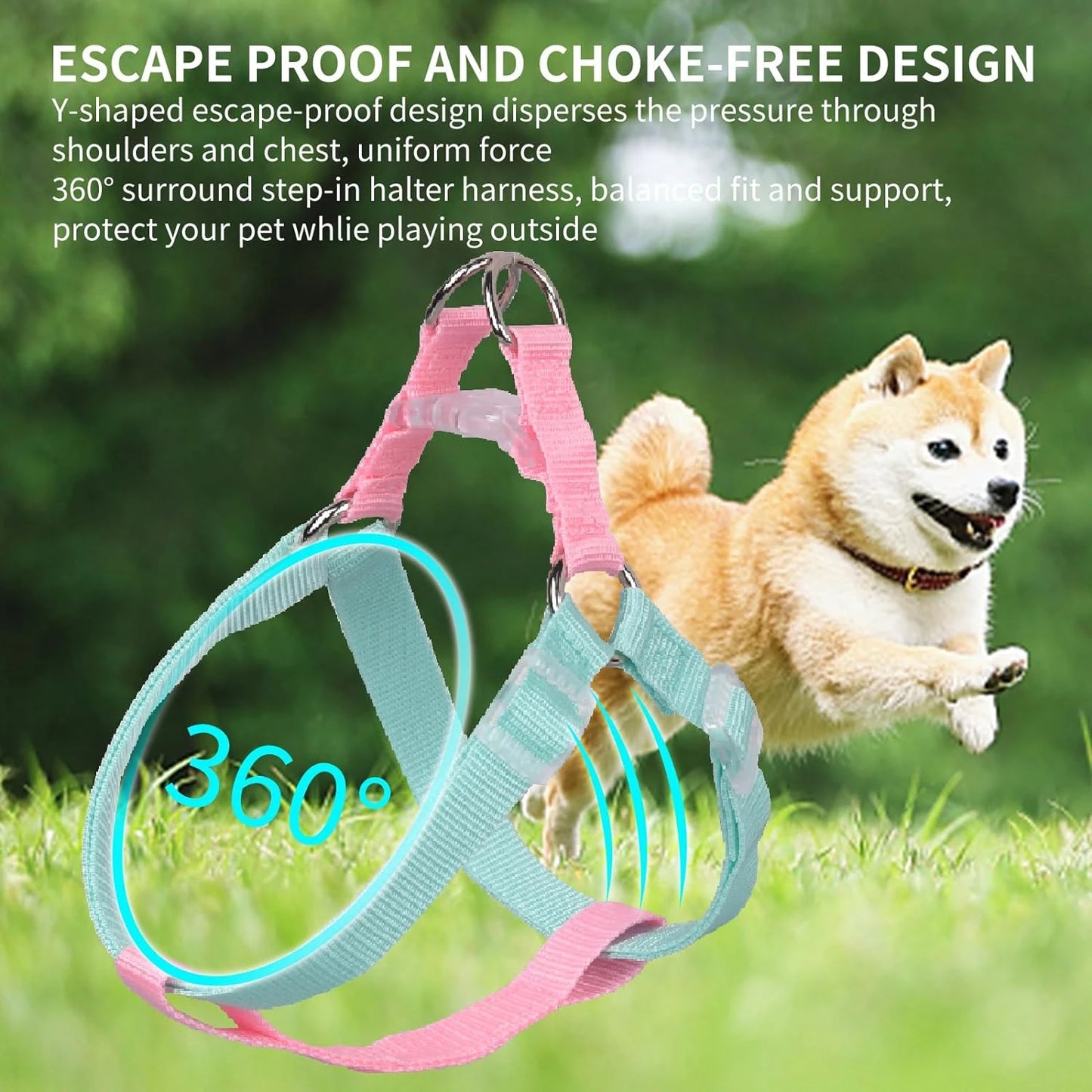 Upgrade your daily walks with this stylish, lightweight, and versatile 3-piece Small Multicolor Dog Harness Set! This comfortabl