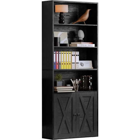 70 Inches Tall Industrial Bookshelves with Doors