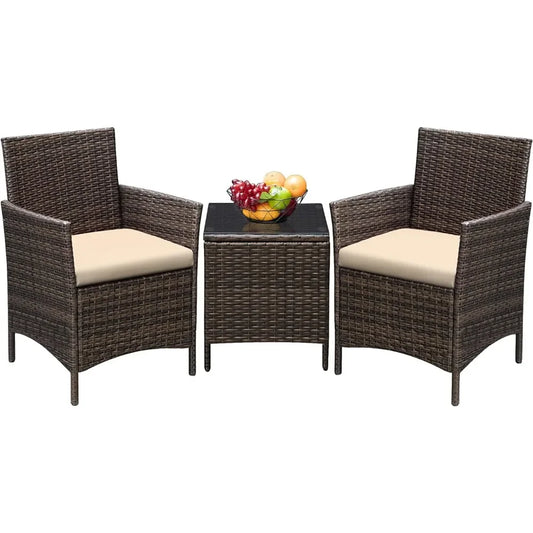 Rattan Wicker Chair Conversation Set