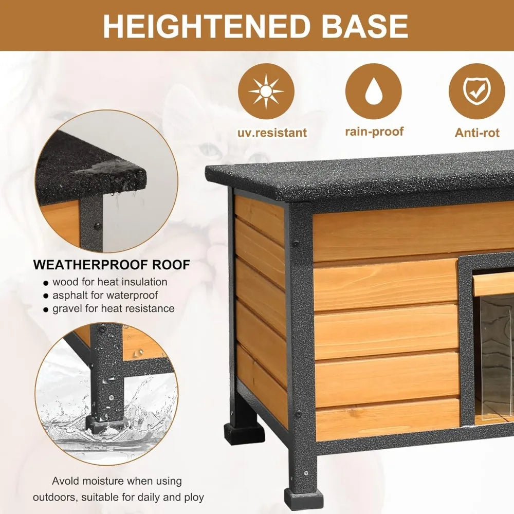 Wooden Rainproof Indoor and Outdoor Cat House