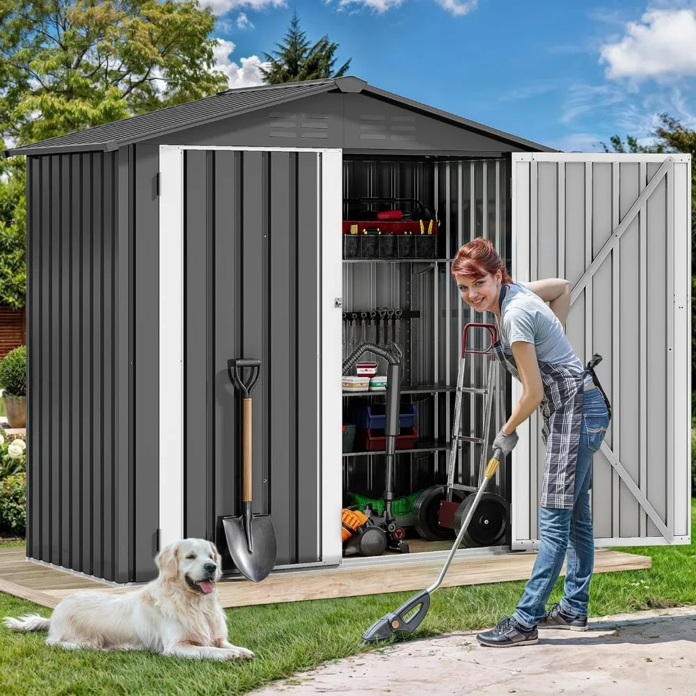 6x4ft Metal Outdoor Storage Shed