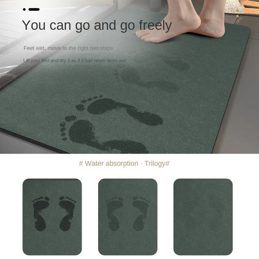 Super Absorbent Bathroom Floor Mats Solid Colour Bathroom Quick Dry Household Mats Toilet Foot Mats Bathroom Anti-slip Carpet