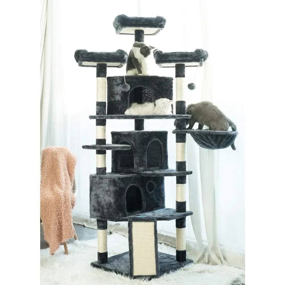 Large Cat Tree With Scratching Posts and Three Perches