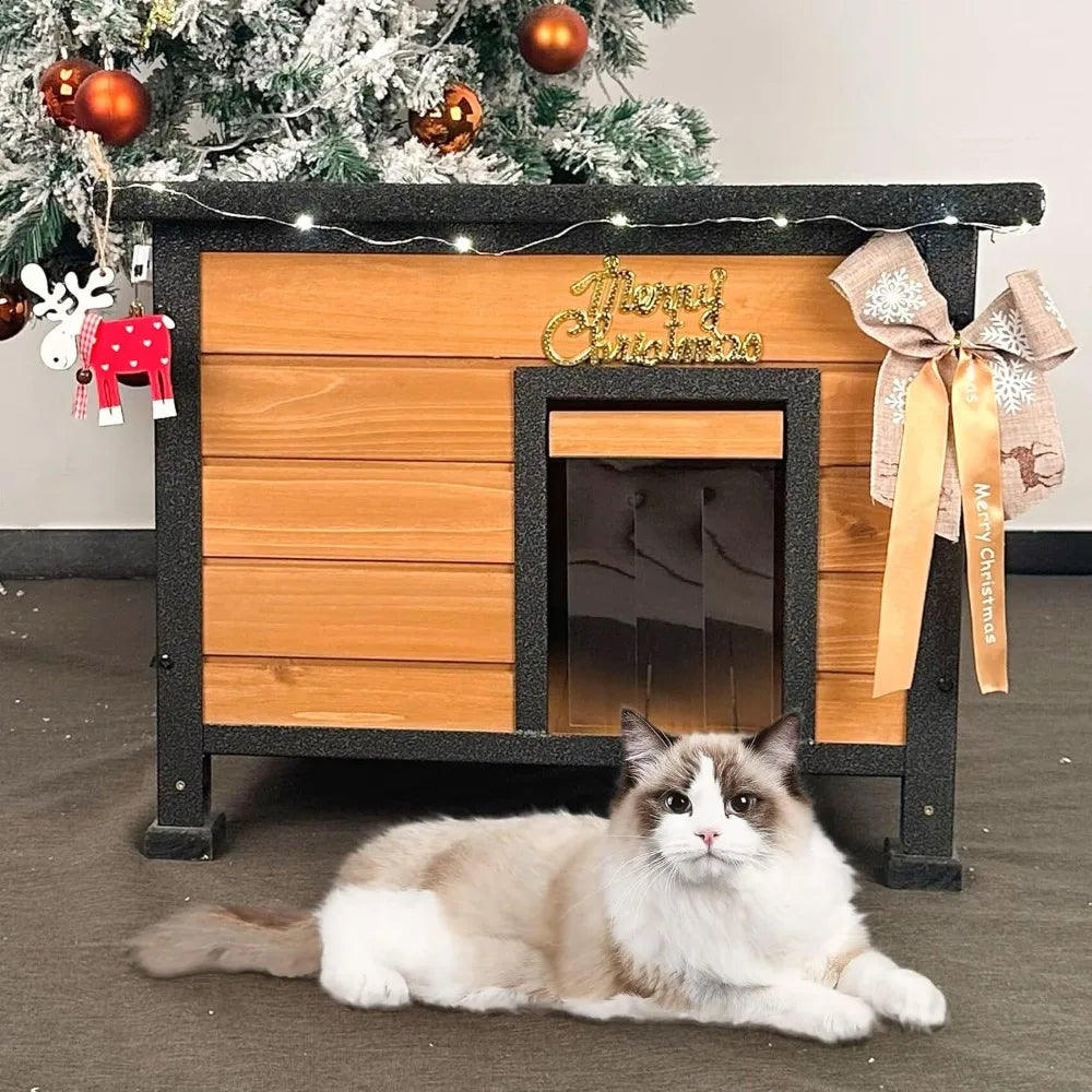 Wooden Rainproof Indoor and Outdoor Cat House