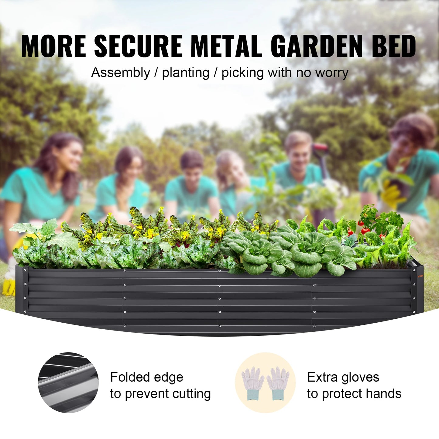 Large Metal Raised Planter Box For Vegetables Flowers and Herbs with Open Bottom