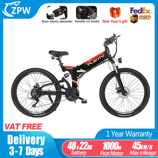 Electric Bicycle 1000W 14AH 48V Ebike Men's Bike 26 Inch * 1.9 Inch Tire Dual disc brake 45KM/H