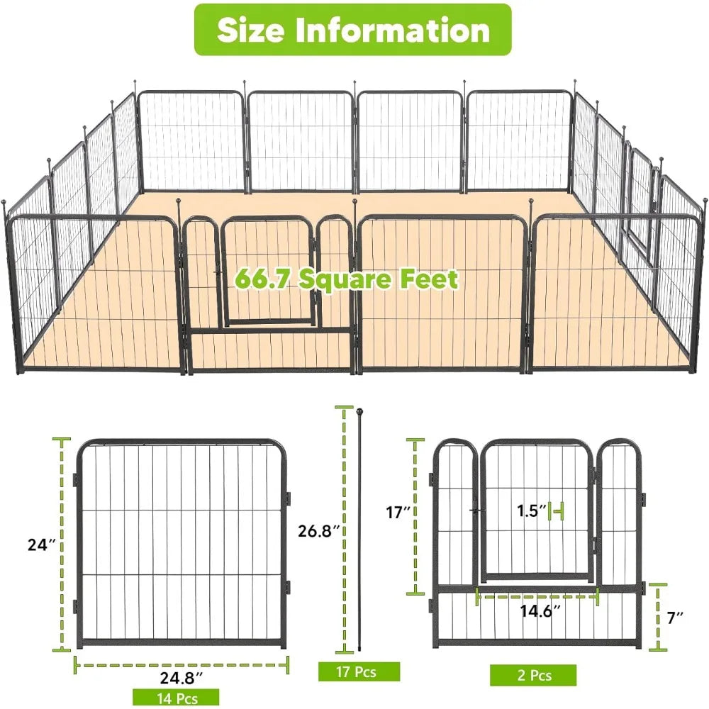 36ft×24in Black Garden Border Fence