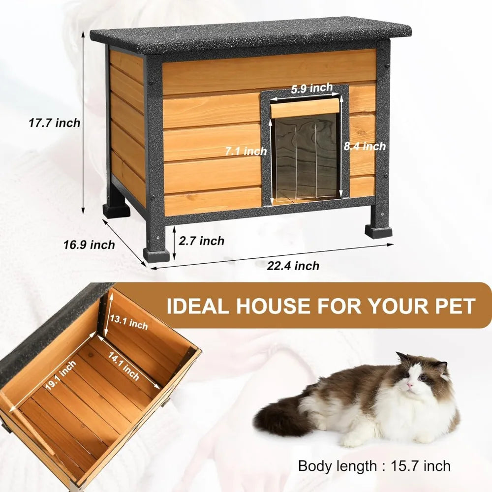 Wooden Rainproof Indoor and Outdoor Cat House