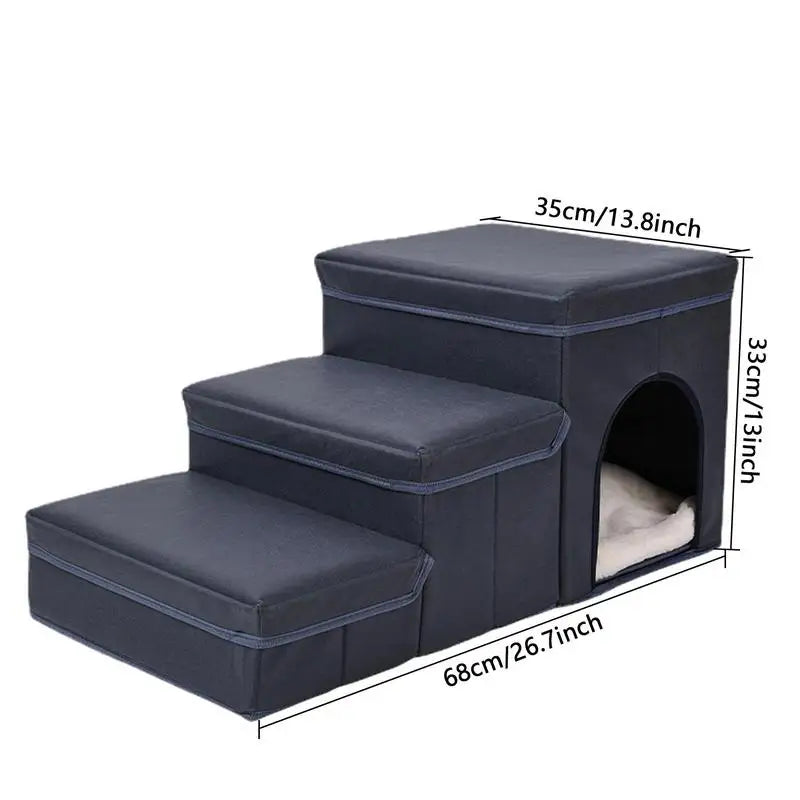 Foldable Pet Storage 3 Steps Stairs Bed For Small Dog