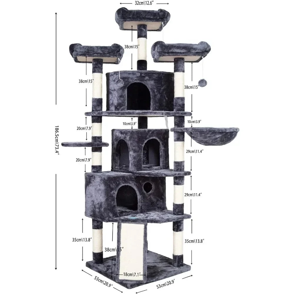 Large Cat Tree With Scratching Posts and Three Perches