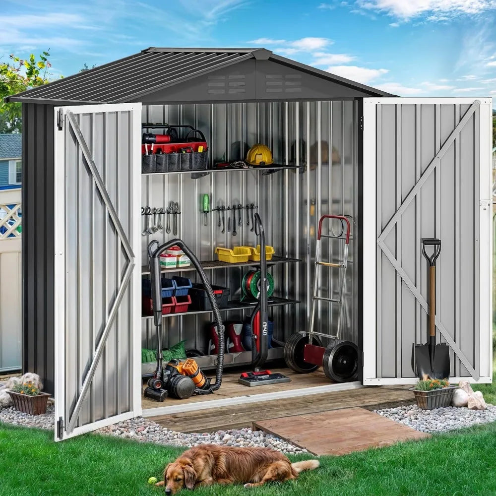 6x4ft Metal Outdoor Storage Shed