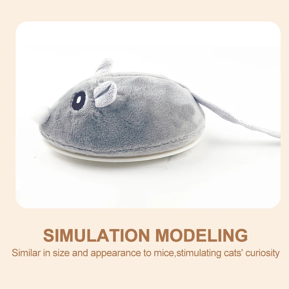 Rechargeable Automatic Interactive Plush Mouse Kitten Teaser With Feather