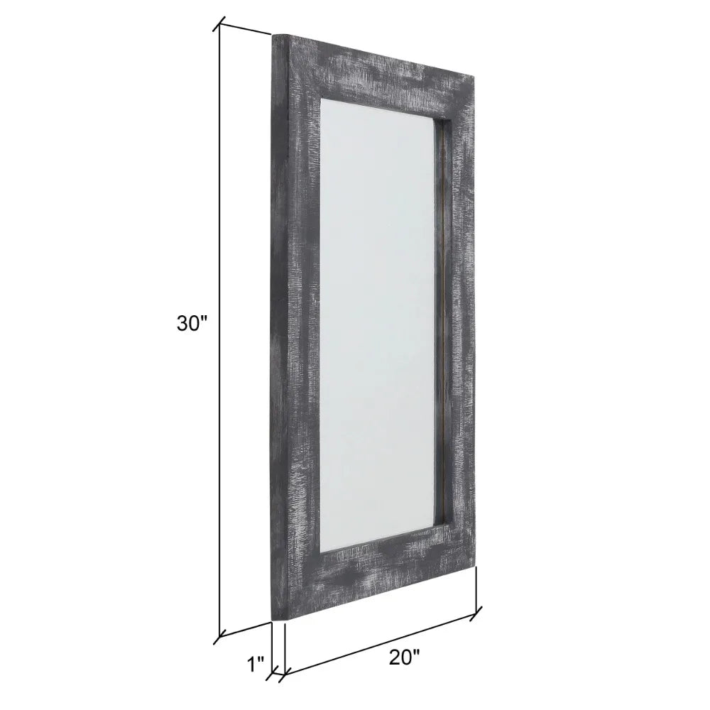 Rustic Wood Wall Mirror - Gray 30" x 20" by Aspire