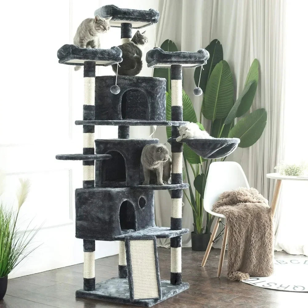 Large Cat Tree With Scratching Posts and Three Perches