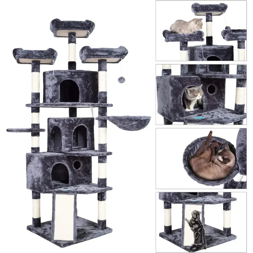 Large Cat Tree With Scratching Posts and Three Perches