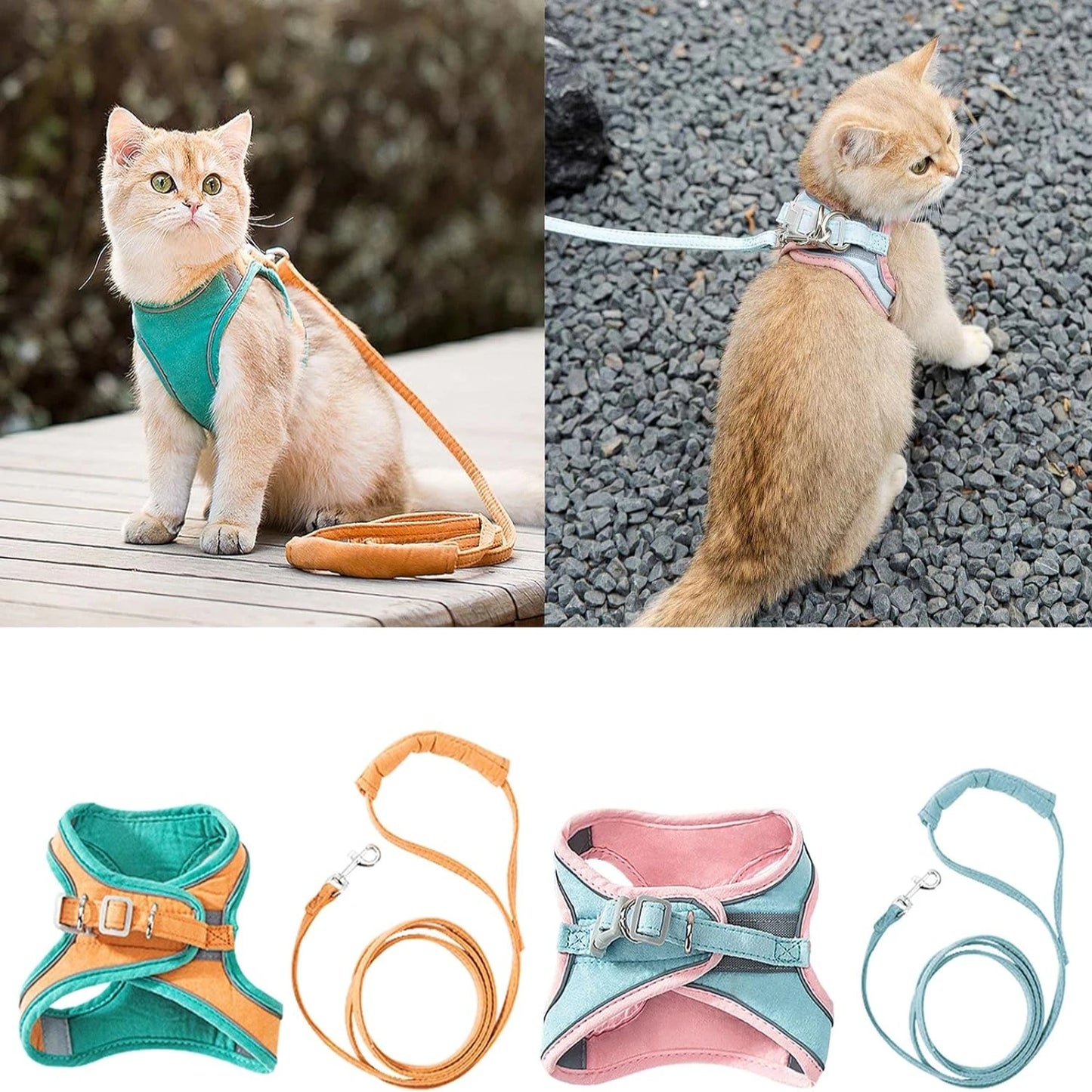 Stylish Secure Small Dogs and Cats Harness Vest and Leash Set