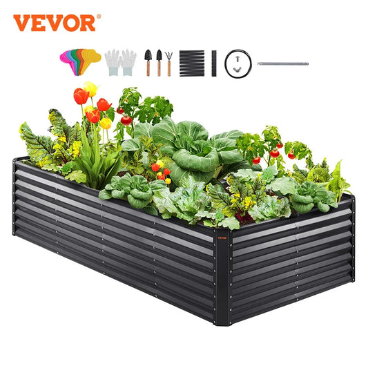 Large Metal Raised Planter Box For Vegetables Flowers and Herbs with Open Bottom