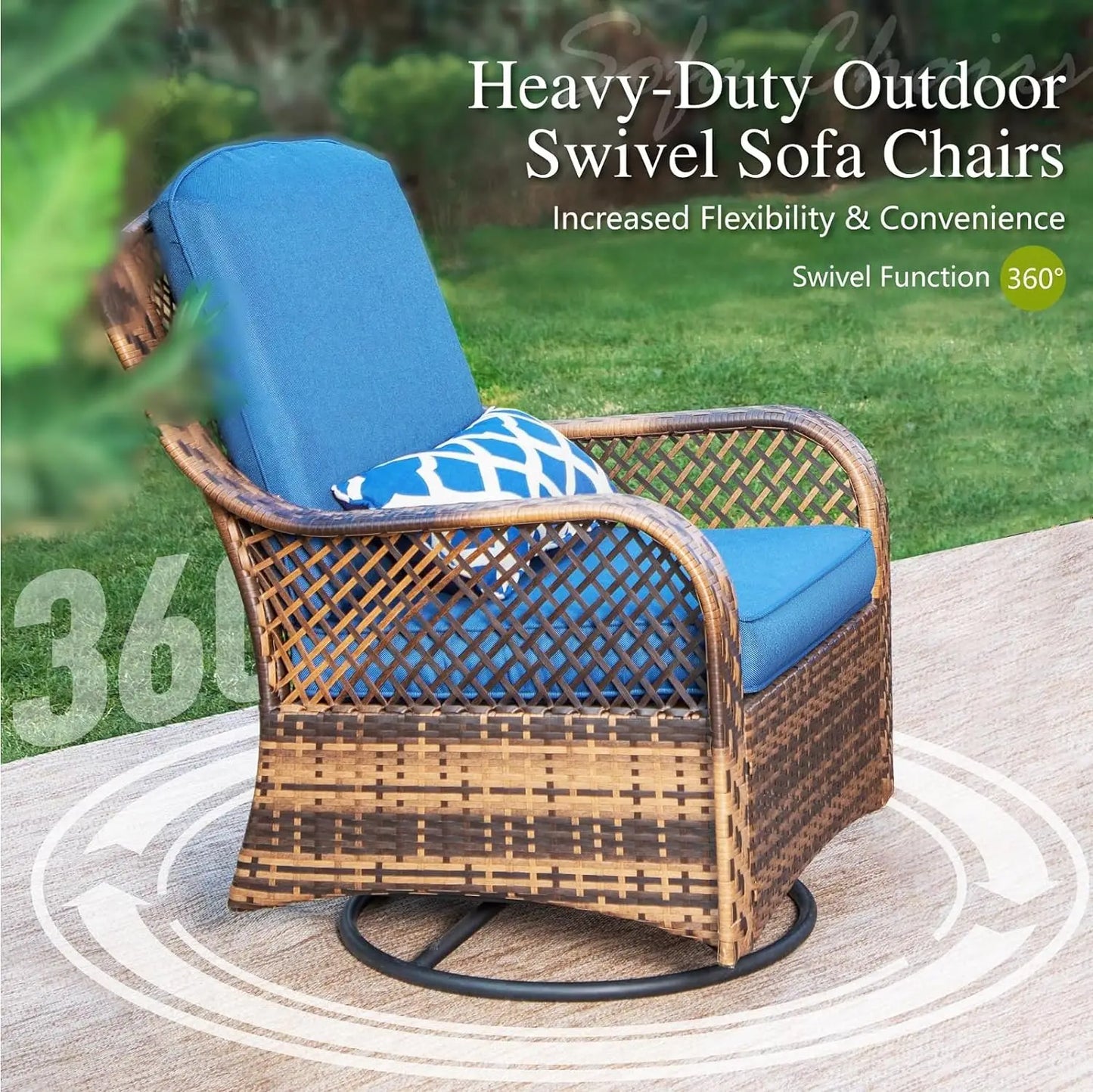 Oversized Outdoor Swivel Rocker Chairs Set with Table