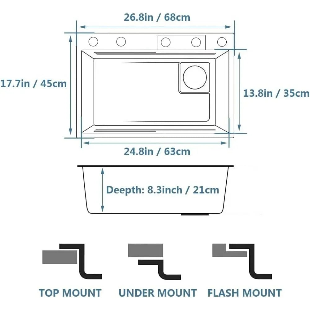 Multifunction Kitchen Sink With Drainer And Topmount Workstation