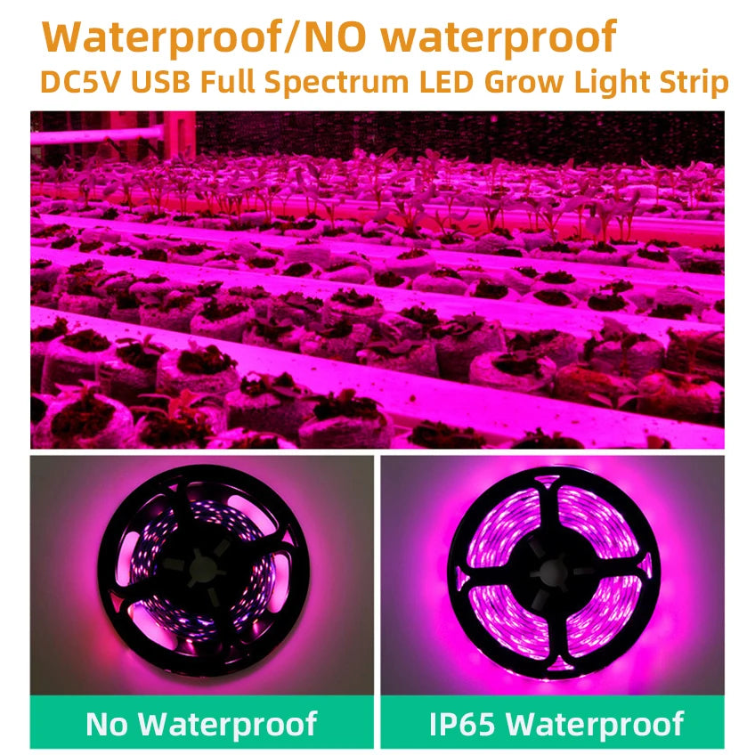 5V USB Led Plant Growing Light  Full Spectrum Hydroponic Grow Lamps Waterproof