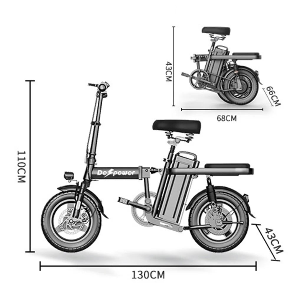 Ebike 400W Adult electric bicycle 48V 35AH Foldable Electric Bike 14-inch fat tire electric bike Mini e-bike