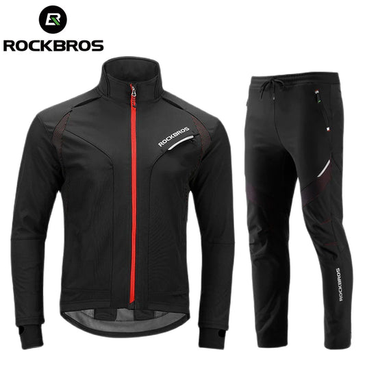 Unisex Cycling Winter Thermal Fleece Pants Rainproof Windproof Reflective Cycling Jersey Set