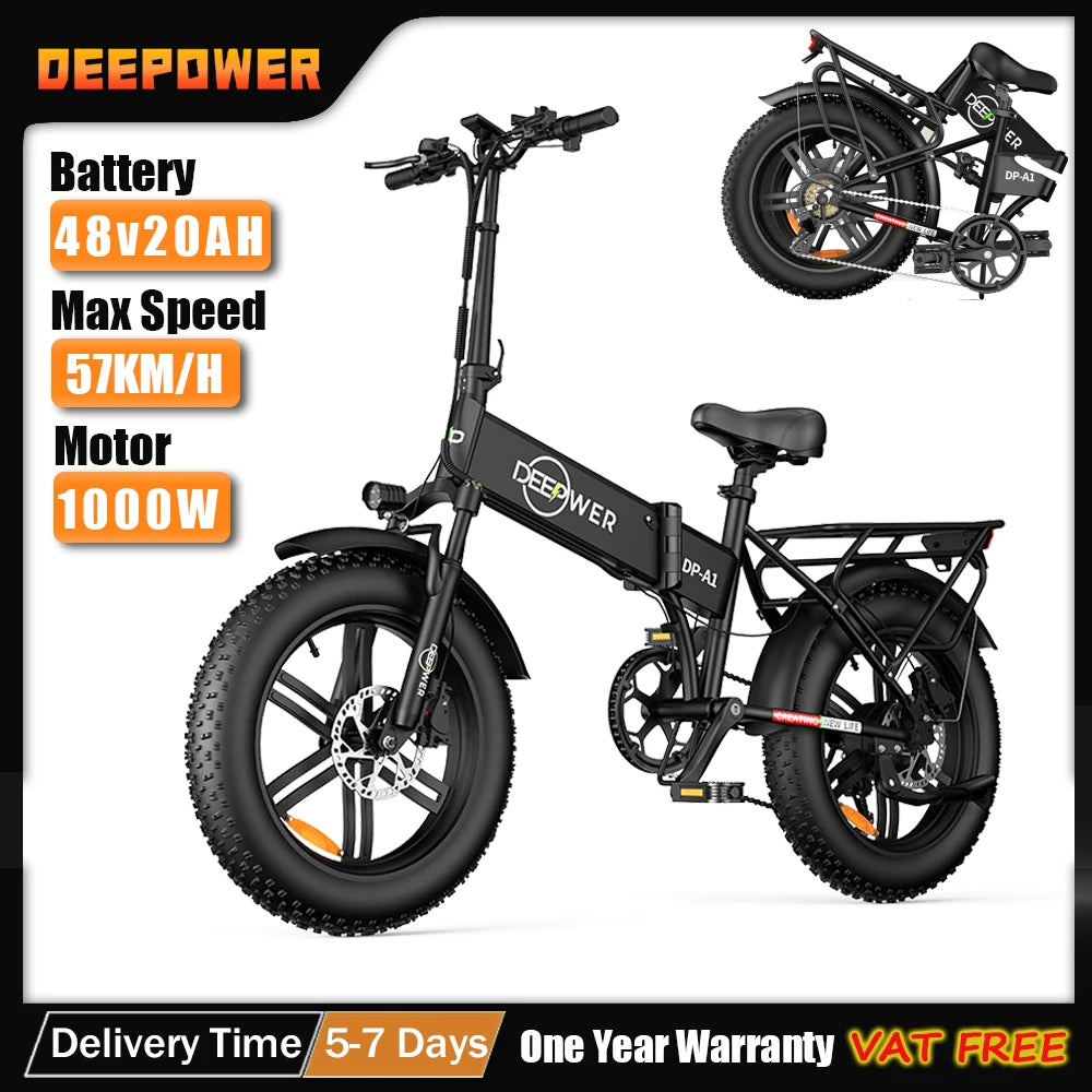 Electric Bike 48V 20AH 20 Inch Fat Tire Electric E Bikes 1000W